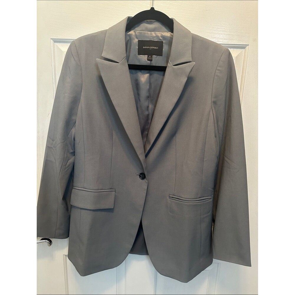 Banana Republic Classic Gray Women's Single-Button Blazer Business Career Sz 6